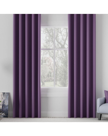 Zasłona do salonu z tkaniny zaciemniającej typu blackout na taśmie, kolor fioletowy, Dona - szyta na wymiar