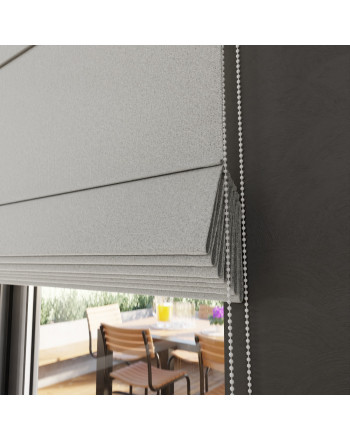Roleta rzymska zaciemniająca do salonu 100% zaciemniająca, kolor pastelowy szary - szyta na wymiar