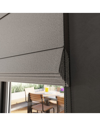 Roleta rzymska do kuchni 100% zaciemnienia,  kolor ciepły szary - szyta na wymiar