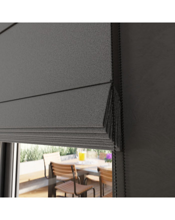 Roleta rzymska super blackout 100% zaciemnienia, do salonu lub sypialni, kolor ciemny szary - szyta na wymiar