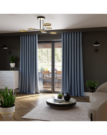 Zasłona zaciemniająca do salonu 100% blackout na taśmie, kolor niebieski - szyta na wymiar