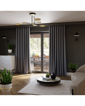 Zasłona zaciemniająca do salonu na taśmie wave 100% super blackout,  kolor ciemny szary - szyta na wymiar