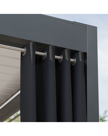 Gotowa zasłona tarasowa na przelotkach Gardenia, kolor czarny, dostępna w kilku rozmiarach