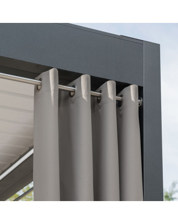 Gotowa zasłona tarasowa na przelotkach Gardenia, kolor beżowo szary, dostępna w kilku rozmiarach