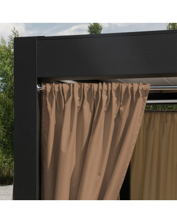 Gotowa zasłona tarasowa na taśmie Gardenia, kolor ciepły brązowy, dostępna w kilku rozmiarach