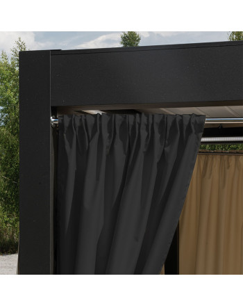 Gotowa zasłona tarasowa na taśmie Gardenia, kolor czarny, dostępna w kilku rozmiarach