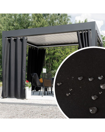 Zasłona zewnętrzna, wodoodporna premium, na przelotkach kolor czarny,, Moana - szyta na wymiar