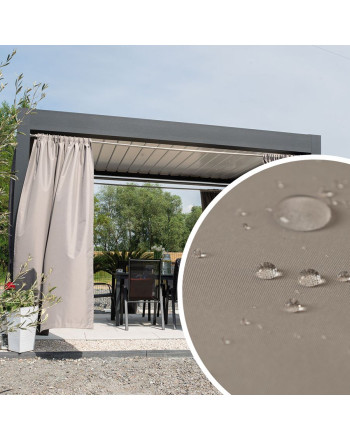 Zasłona zewnętrzna, wodoodporna premium, na taśmie, kolor szaro-beżowy, Moana - szyta na wymiar