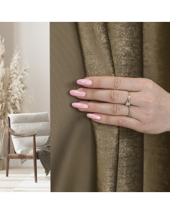 Gotowa zasłona welwetowa na przelotkach, ze złotym nadrukiem, kolor brązowy, rozmiar 140x250 cm, Eleonora