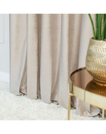 Welwetowa zasłona ze złotym nadrukiem, kolor kremowy, na taśmie marszczącej, wysokość do 290 cm, Eleonora - szyta na wymiar