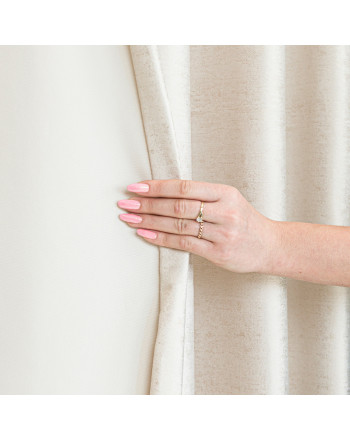 Gotowa zasłona welwetowa na przelotkach, ze złotym nadrukiem, kolor jasny kremowy, rozmiar 140x250 cm, Eleonora