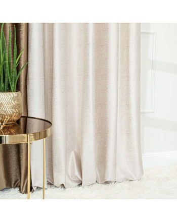 Welwetowa zasłona ze złotym nadrukiem, kolor jasny kremowy, na taśmie marszczącej, wysokość do 290 cm, Eleonora - szyta na wymiar