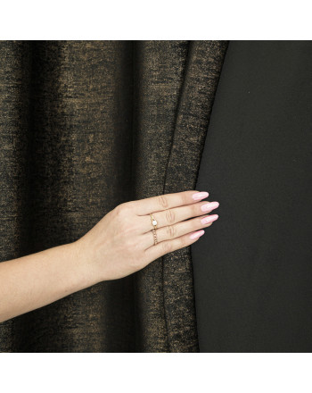 Gotowa zasłona welwetowa na przelotkach, ze złotym nadrukiem, kolor czarny, rozmiar 140x250 cm, Eleonora