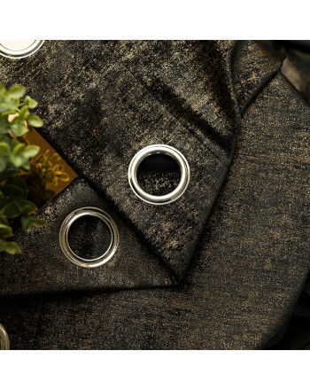 Gotowa zasłona welwetowa na przelotkach, ze złotym nadrukiem, kolor czarny, rozmiar 140x250 cm, Eleonora