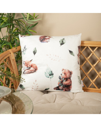 Poszewka do pokoju dziecka leśne zwierzęta, poszewka wykonana z welwetu, rozmiar 40x40 cm