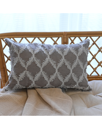 Dekoracyjna poszewka na poduszkę z eleganckim zdobieniem, kolor szary, rozmiar 30x50 cm