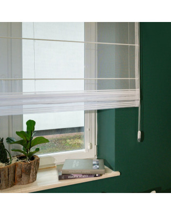 Roleta rzymska firanowa do kuchni w paski, kolor biały