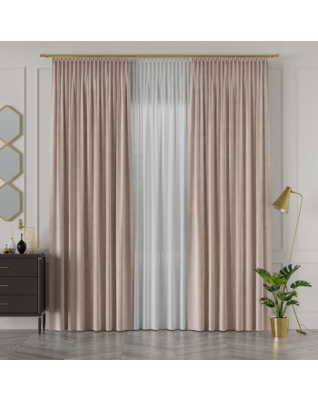 PREMIUM ALLURE Ekskluzywna zasłona na taśmie wave Velvet, kolor beżowy