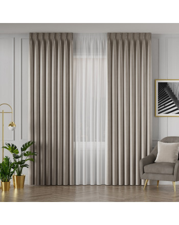 PREMIUM ALLURE Ekskluzywna zasłona na taśmie wave Velvet, kolor chłodny beżowy - szyta na wymiar