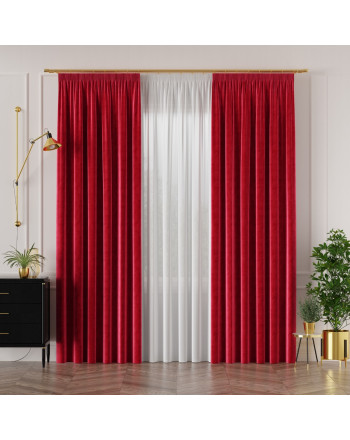 PREMIUM ALLURE Ekskluzywna zasłona na taśmie wave Velvet, kolor czerwony - szyta na wymiar