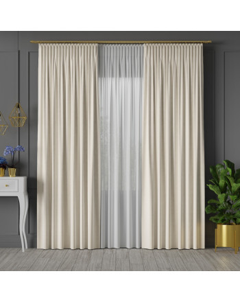 PREMIUM ALLURE Ekskluzywna zasłona na taśmie wave Velvet, kolor ecru - szyta na wymiar