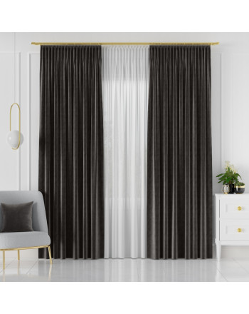 PREMIUM ALLURE Ekskluzywna zasłona na taśmie wave Velvet, w kolorze grafitowym - szyta na wymiar