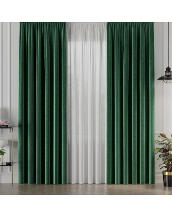 PREMIUM ALLURE Ekskluzywna zasłona na przelotkach Velvet, butelkowy zielony - szyta na wymiar