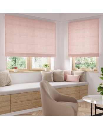 Gotowa roleta rzymska welwetowa Velvi, kolor pastelowy jasny róż