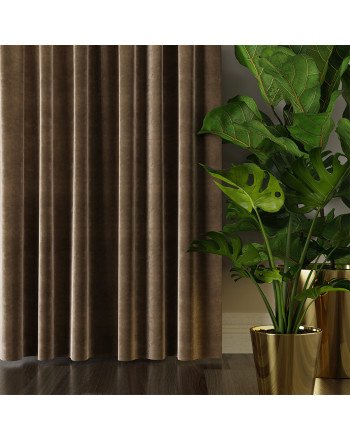 Zasłona welwetowa brązowa na taśmie Velvi  