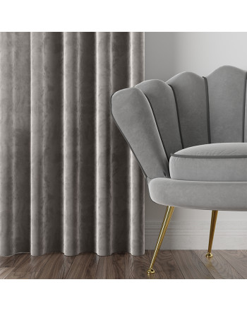 Zasłona welwetowa jasnoszara do szyny sufitowej Velvi 