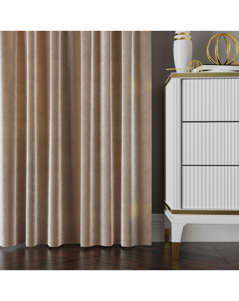 Zasłona welwetowa ciemnokremowa na przelotkach Velvi