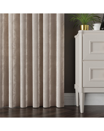 Zasłona welwetowa ciepły, jasny beż na przelotkach Velvi