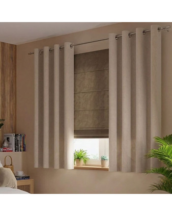 Zasłona do sypialni na przelotkach Velvi, kolor kaszmirowy ciemny kremowy 140x160 cm