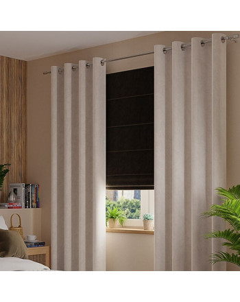 Gotowa zasłona z miękkiej welwetowej tkaniny Velvi, kolor ciepły jasny szary na przelotkach, rozmiar