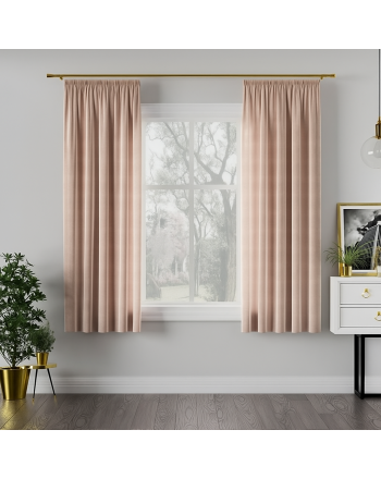 Welwetowa zasłona gotowa na taśmie Velvi, kolor jasny beżowy, rozmiar 140x160 cm 