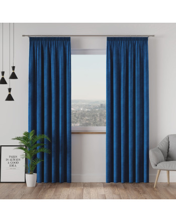 Welwetowa zasłona gotowa na taśmie Velvi, kolor granatowy, dostępna w kilku rozmiarach