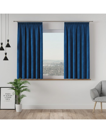 Welwetowa zasłona gotowa na taśmie Velvi, kolor granatowy, rozmiar 140x160 cm 