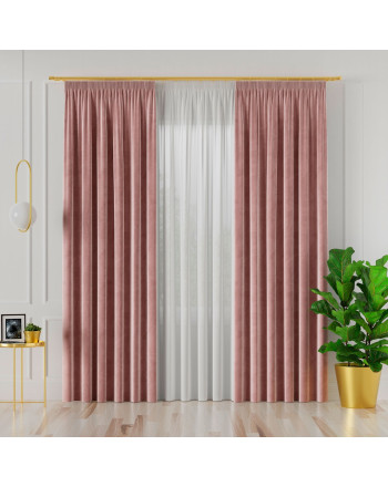 Welwetowa zasłona gotowa na taśmie Velvi, kolor jasny różowy, dostępna w kilku rozmiarach