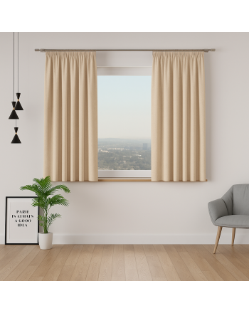 Welwetowa zasłona gotowa na taśmie Velvi, kolor kaszmirowy ciemny kremowy, rozmiar 140x160 cm 