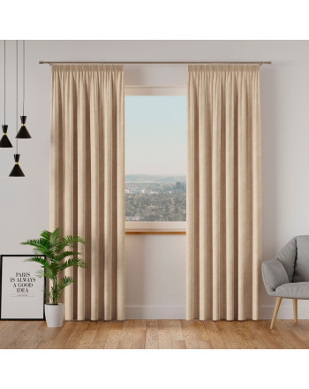 elegancka zasłona welwetowa w kolorze ciemny kremowy do salonu
