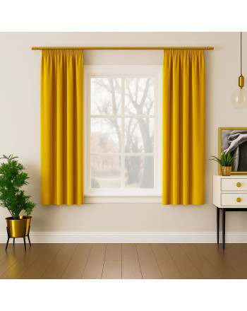 Welwetowa zasłona gotowa na taśmie Velvi, kolor szafranowy,  rozmiar 140x160 cm 