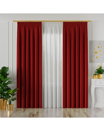 Welwetowa zasłona gotowa na taśmie Velvi, kolor czerwony, dostępna w kilku rozmiarach 