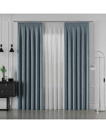 Welwetowa zasłona gotowa na taśmie, kolor szaro-niebieski, dostępna w kilku rozmiarach, Velvi