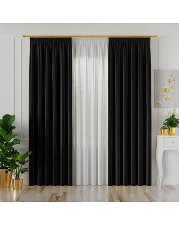 Welwetowa zasłona gotowa na taśmie Velvi, kolor czarny dostępna w kilku rozmiarach