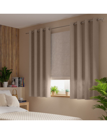Zasłona z miękkiej welwetowej tkaniny Velvi, kolor ciemny kremowy na przelotkach, rozmiar 140x230 cm Velvi - produkt gotowy