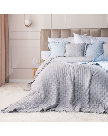 Narzuta na łóżko z dekoracyjną falbanką Werona, kolor szary, dostępna w 3 rozmiarach