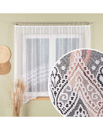Firanka żakardowa gotowa ze wzorem pasowym, kolor biały, rozmiar 310x180 cm, Esteralda