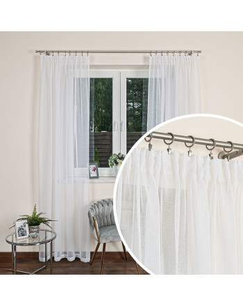 Firana gotowa z etaminy na taśmie, kolor biały, rozmiar 140x250 cm, WITE01
