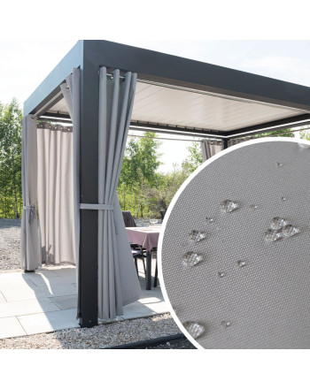 Zasłona zewnętrzna, wodoodporna premium, na przelotkach kolor jasny szary, Moana - szyta na wymiar