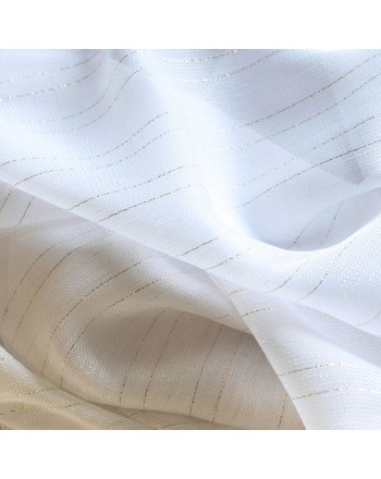 Firana na taśmie z ołowianką, kolor biały ze złotą nitką, wysokość do 300 cm - szyta na wymiar